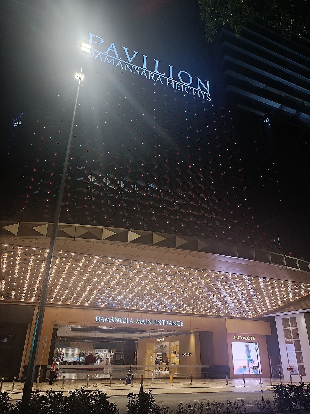 Pavilion Damansara Heights Damanlela main entrance at night